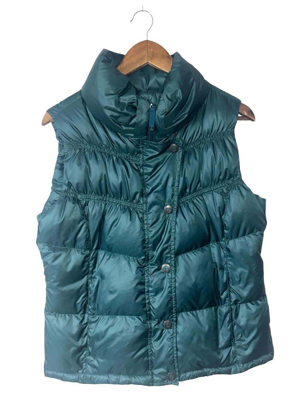 Prana Milly Down Feather Puffer Vest Teal Blue Green Puffy Jacket Womens Large